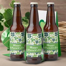 Green Lucky Shamrocks Clover St. Patrick's Day Bier Etiket
