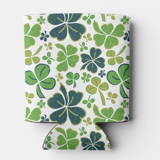 Green Lucky Shamrocks Clover St. Patrick's Day Blikjeskoeler (Achterkant)