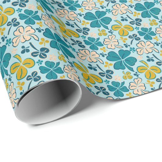 Green Lucky Shamrocks Clover St. Patrick's Day Cadeaupapier (Rol Hoek)