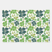 Green Lucky Shamrocks Clover St. Patrick's Day Inpakpapier Vel (Voorkant 3)
