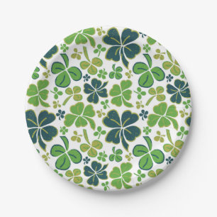 Green Lucky Shamrocks Clover St. Patrick's Day Papieren Bordje