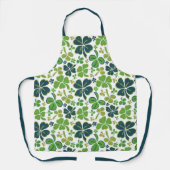Green Lucky Shamrocks Clover St. Patrick's Day Schort (Voorkant)