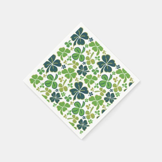 Green Lucky Shamrocks Clover St. Patrick's Day Servet (Hoek)