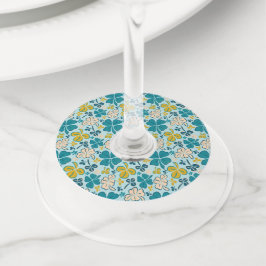 Green Lucky Shamrocks Clover St. Patrick's Day Wijnglaslabel