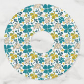 Green Lucky Shamrocks Clover St. Patrick's Day Wijnglaslabel (Voorkant)