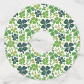 Green Lucky Shamrocks Clover St. Patrick's Day Wijnglaslabel (Voorkant)