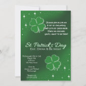 Green Lucky Stars St Patricks Day Party Invitation Kaart (Voorkant)