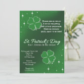 Green Lucky Stars St Patricks Day Party Invitation Kaart (Staand voorkant)