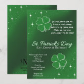 Green Lucky Stars St Patricks Day Party Invitation Kaart (Voorkant / Achterkant)