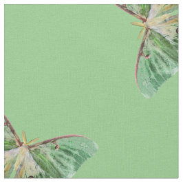 Green Luna Moth Pattern Fabric Stof