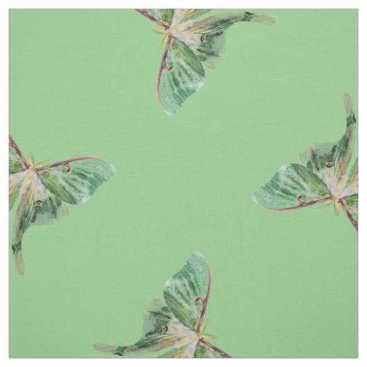 Green Luna Moth Pattern Fabric Stof (Swatch)