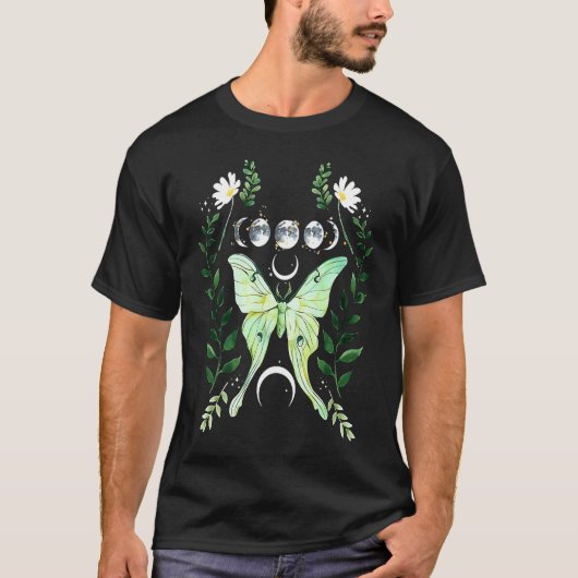 Green Luna Moth Witchy Dark Academia Moon Gothic C T-shirt (Voorkant)