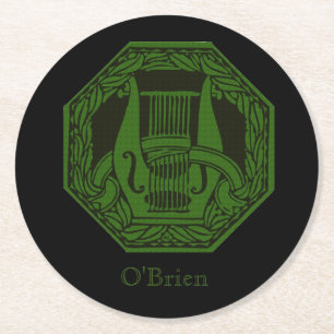 Green Lyre Badge Ronde Kartonnen Onderzetter