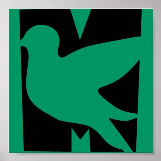 Green M BIrd Poster (Voorkant)