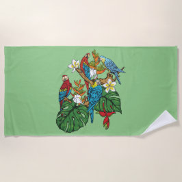 Green Macaw Beach Towel Strandlaken