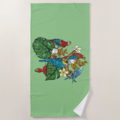 Green Macaw Beach Towel Strandlaken (Voorkant)