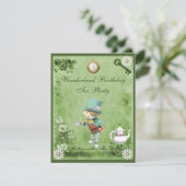 Green Mad Hatter Wonderland Birthday Tea Party Kaart (Staand voorkant)