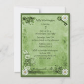 Green Mad Hatter Wonderland Birthday Tea Party Kaart (Achterkant)