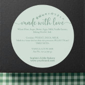 Green Made with Love Script Ingredient Bakery Ronde Sticker