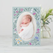 Green Magical Meadow Fotogeboorteaankondiging Aankondiging (Staand voorkant)