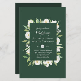 Green Magnolia Floral Budget Wedding nodigt A9 uit