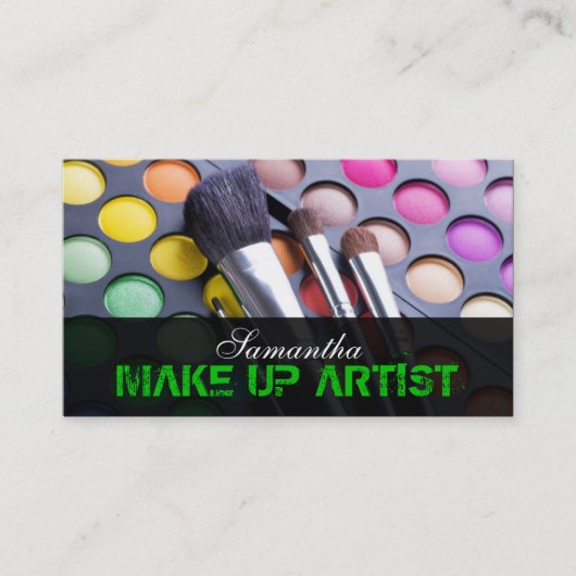 Green Make Up Artist Palette Brush Visitekaartje (Voorkant)