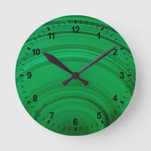 Green Malachite Close-up Ronde Klok