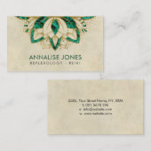 Green Malachite en Gold lijst Lotus Visitekaartje (Voorkant / Achterkant)