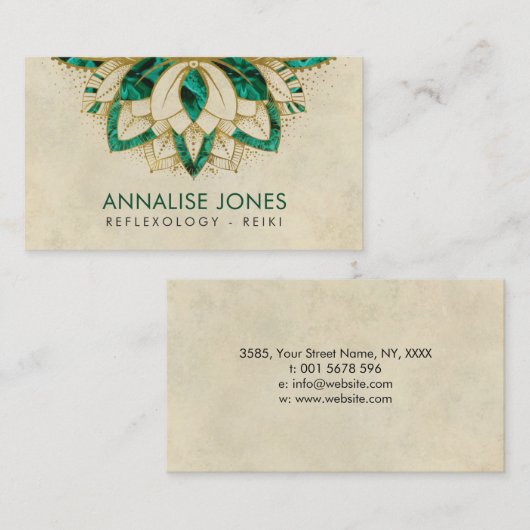 Green Malachite en Gold lijst Lotus Visitekaartje (Voorkant / Achterkant)