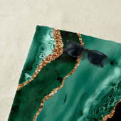 Green Malachite, Gold Glitter - zwart - Jouw naam Strandlaken (In situ)