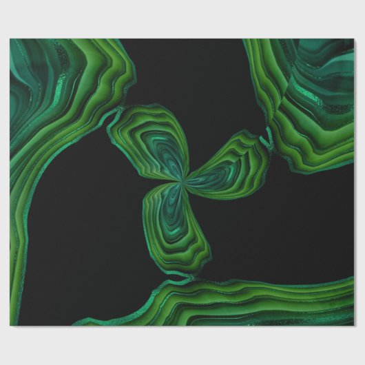 Green Malachite Stone Floral Abstract Cadeaupapier (Vlak)