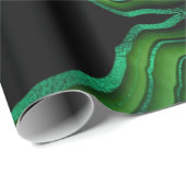 Green Malachite Stone Floral Abstract Cadeaupapier (Rol Hoek)