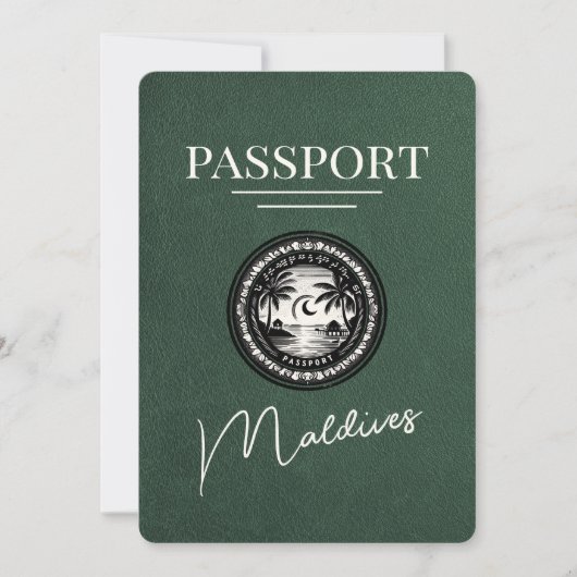 Green Maldives Passport Bewaar de datum Save The Date (Voorkant)
