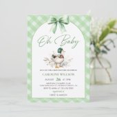Green Mallard Duck Baby shower Invitation Kaart (Staand voorkant)