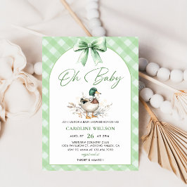 Green Mallard Duck Baby shower Invitation Kaart