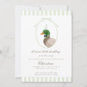 green mallard duck baby shower invite kaart (Voorkant)