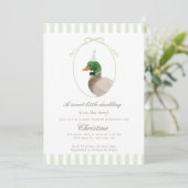 green mallard duck baby shower invite kaart (Staand voorkant)