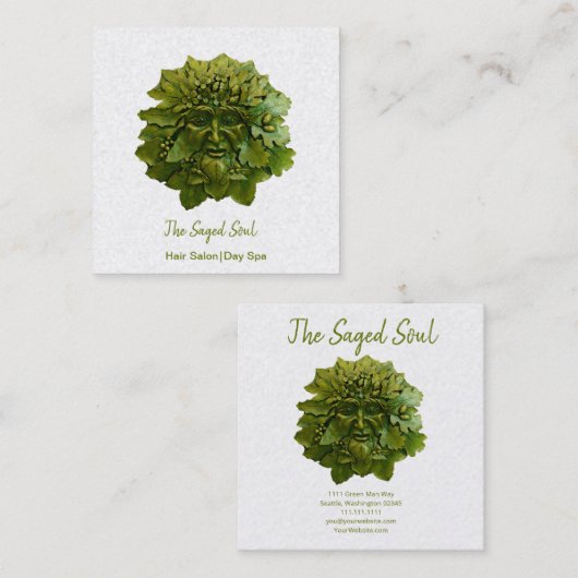 Green Man Day Spa Vierkante Visitekaartje (Voorkant / Achterkant)