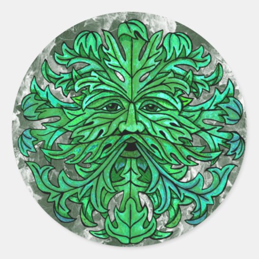 Green Man Gaze Ronde Sticker (Voorkant)