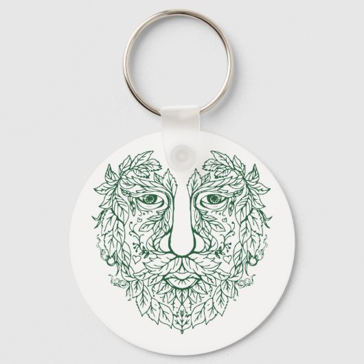 Green Man Leaves Face Sleutelhanger (Voorkant)