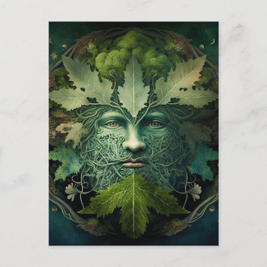Green Man Mandala Fantasy Art Briefkaart (Voorkant)