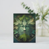 Green Man Mandala Fantasy Art Briefkaart (Staand voorkant)