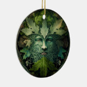 Green Man Mandala Fantasy Art Keramisch Ornament (Rechts)