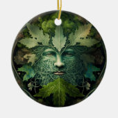 Green Man Mandala Fantasy Art Keramisch Ornament (Voorkant)