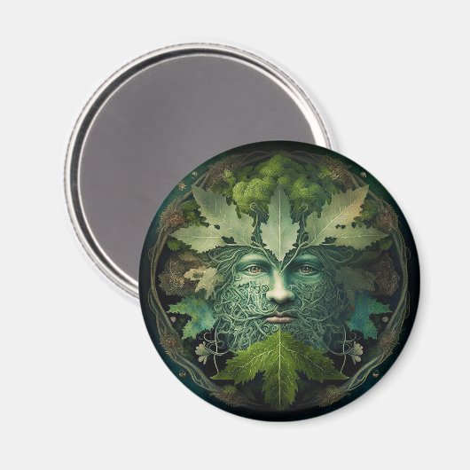 Green Man Mandala Fantasy Art Magneet (Voorkant / Achterkant)