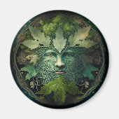 Green Man Mandala Fantasy Art Magneet (Voorkant)