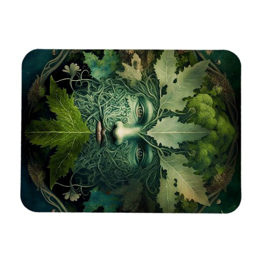 Green Man Mandala Fantasy Art Magneet (Horizontaal)