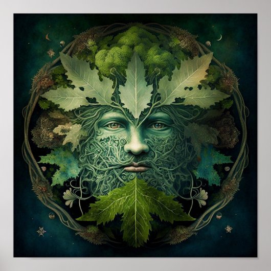 Green Man Mandala Fantasy Art Poster (Voorkant)