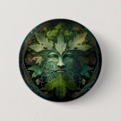 Green Man Mandala Fantasy Art Ronde Button 5,7 Cm (Voorkant)
