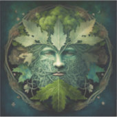 Green Man Mandala Fantasy Art Sticker (Voorkant)